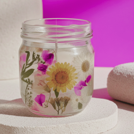 Floral candle jar